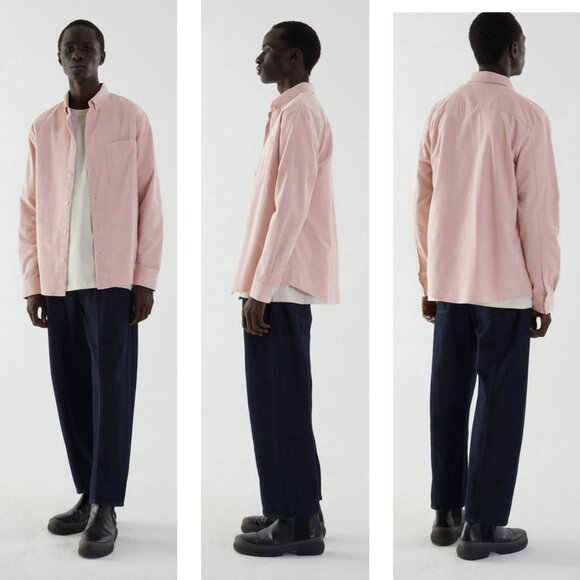 COS Men's Regular-Fit Blush Pink Cotton Corduroy Shirt - Picture 2 of 9